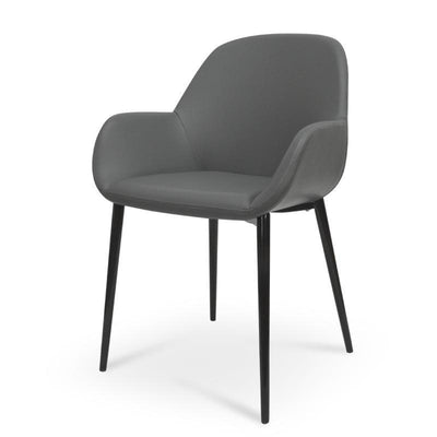 Dining Chair in Charcoal Grey With Black Legs