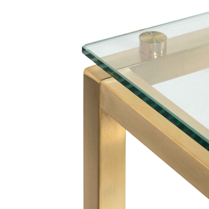 1.4m Glass Console Table - Brushed Gold Base