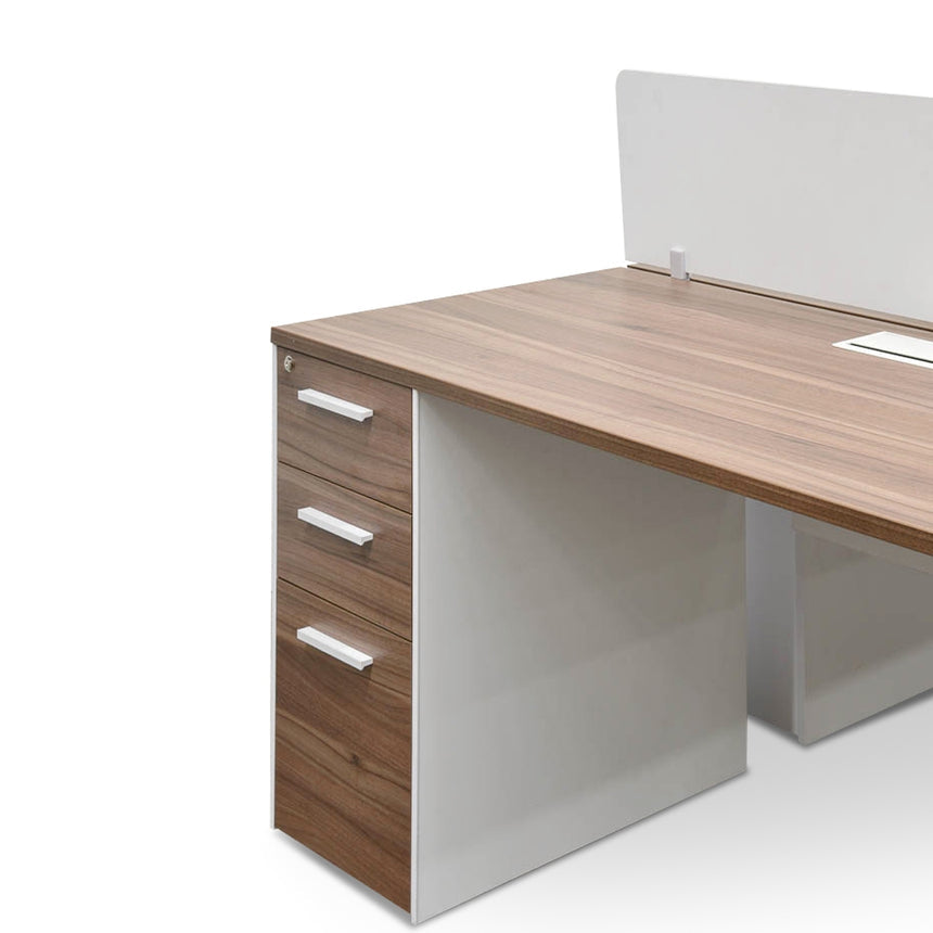2 Seater 160cm Walnut Office Desk With Privacy Screen