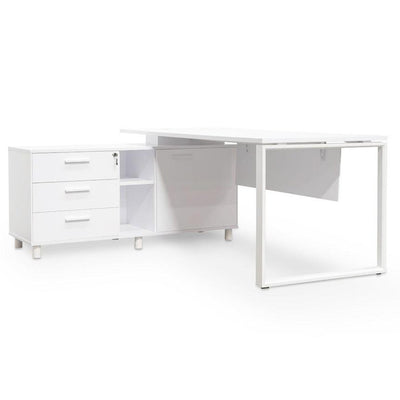 180cm Executive Office Desk Left Return - White