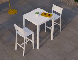 Halki Table - Outdoor - High Bar - Matt White 77 x 77cm
