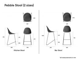 Pebble Stool Black Upholstered Vintage Seat