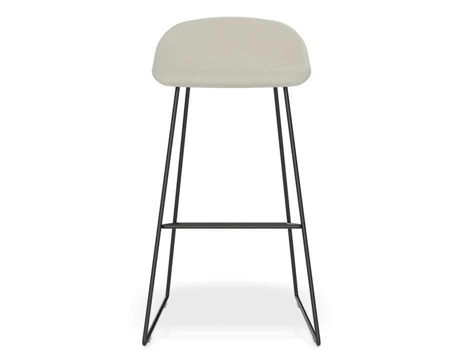 Pop Stool with Black Frame and Fabric Light Grey Seat