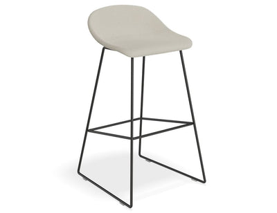 Pop Stool with Black Frame and Fabric Light Grey Seat