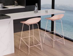Pop Stool - Soft Pink Frame and Shell Seat
