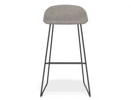 Pop Stool with Black Frame and Upholstered Vintage Grey Seat