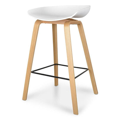 65cm Bar Stool in White And Natural