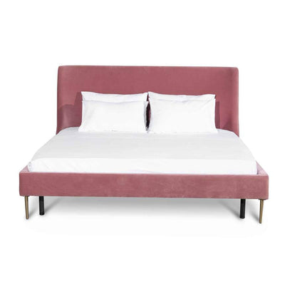 King Bed Frame - Blush Peach Velvet