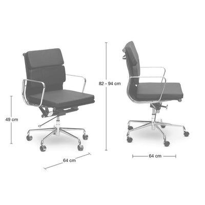 Low Back Office Chair - White Leather
