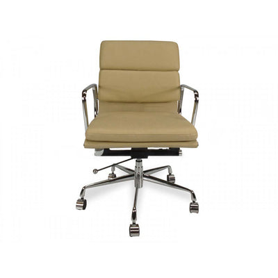 Low Back Office Chair - Light Brown Leather