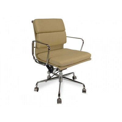 Low Back Office Chair - Light Brown Leather