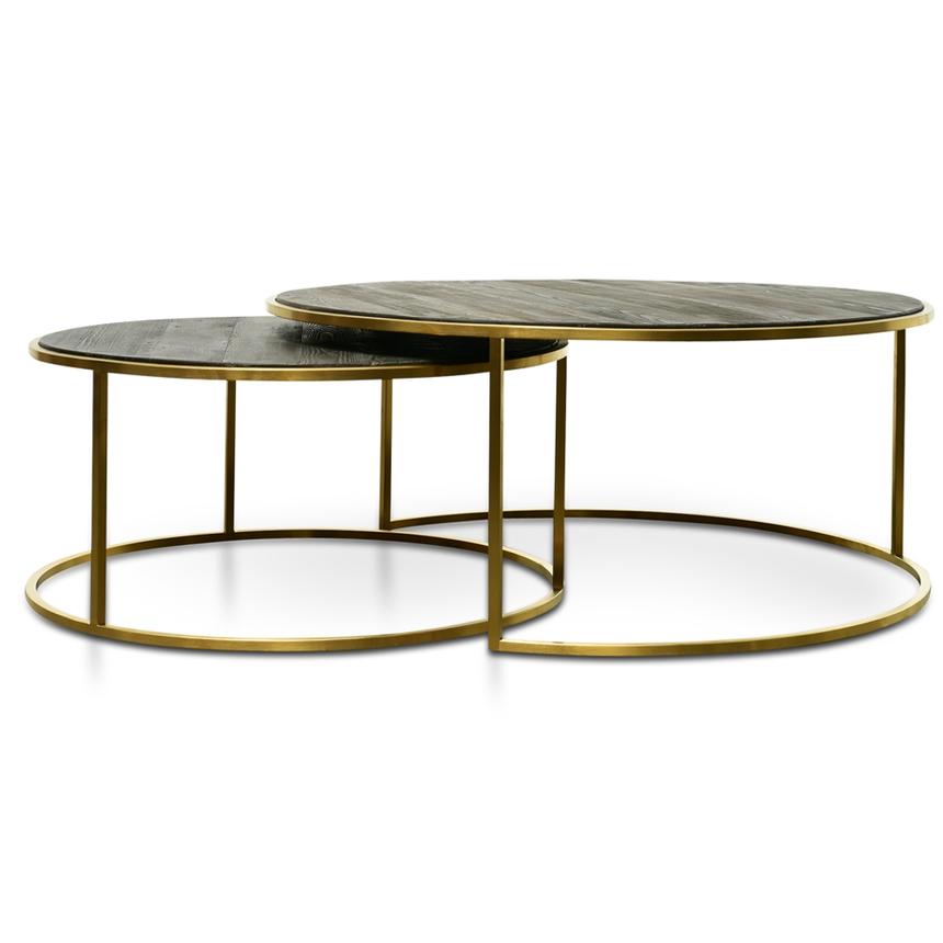 Nest 76cm-96cm Round Coffee Table - Natural - Golden Base