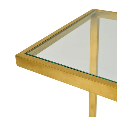 Set of 3 Glass Side Table - Gold Base