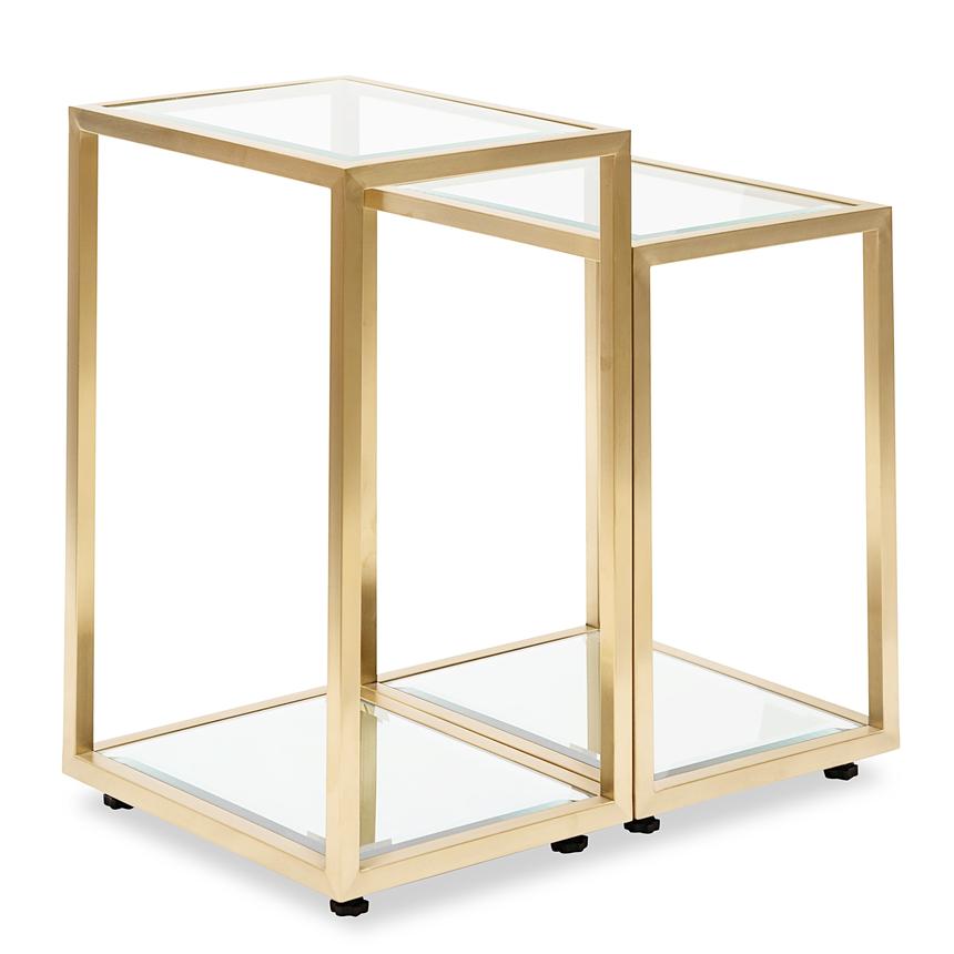 Glass Side Table - Brushed Gold Base