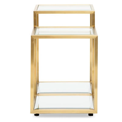 Glass Side Table - Brushed Gold Base