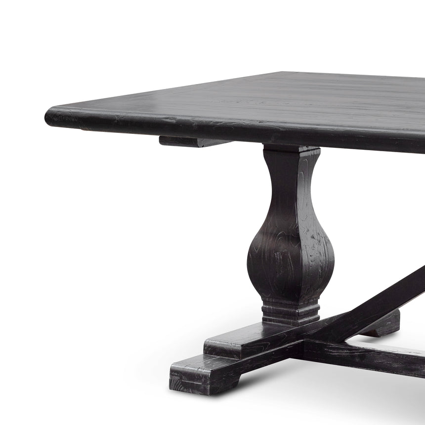 3m Reclaimed Dining Table - Black- 120cm (W) - Thick Top
