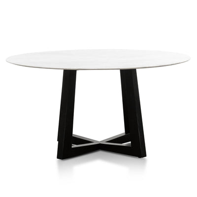 1.5m Round Marble Dining Table - Black