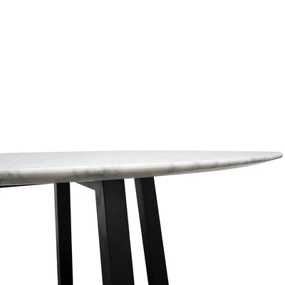 1.15m Round Marble Dining Table - Black Base